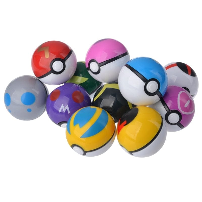 Pokebola Kit C/12 Pçs com Miniatura de Pokémon dentro